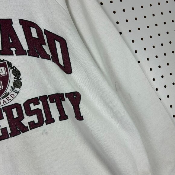 Harvard University 90s Crewneck Large White Crimson Graphic Crest Sweatshirt - Picture 3 of 7